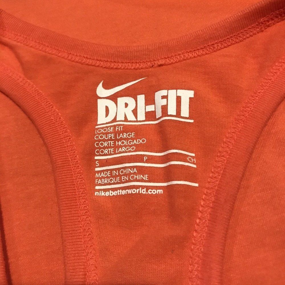 Nike Womens Dri-Fit Loose Fit Racerback Tank Top Size Small Orange White - Picture 4 of 5